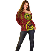 Kolisi Tonga Atele Off Shoulder Sweater Ngatu and Polynesian Pattern LT03 - Polynesian Pride