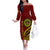 Kolisi Tonga Atele Off The Shoulder Long Sleeve Dress Ngatu and Polynesian Pattern