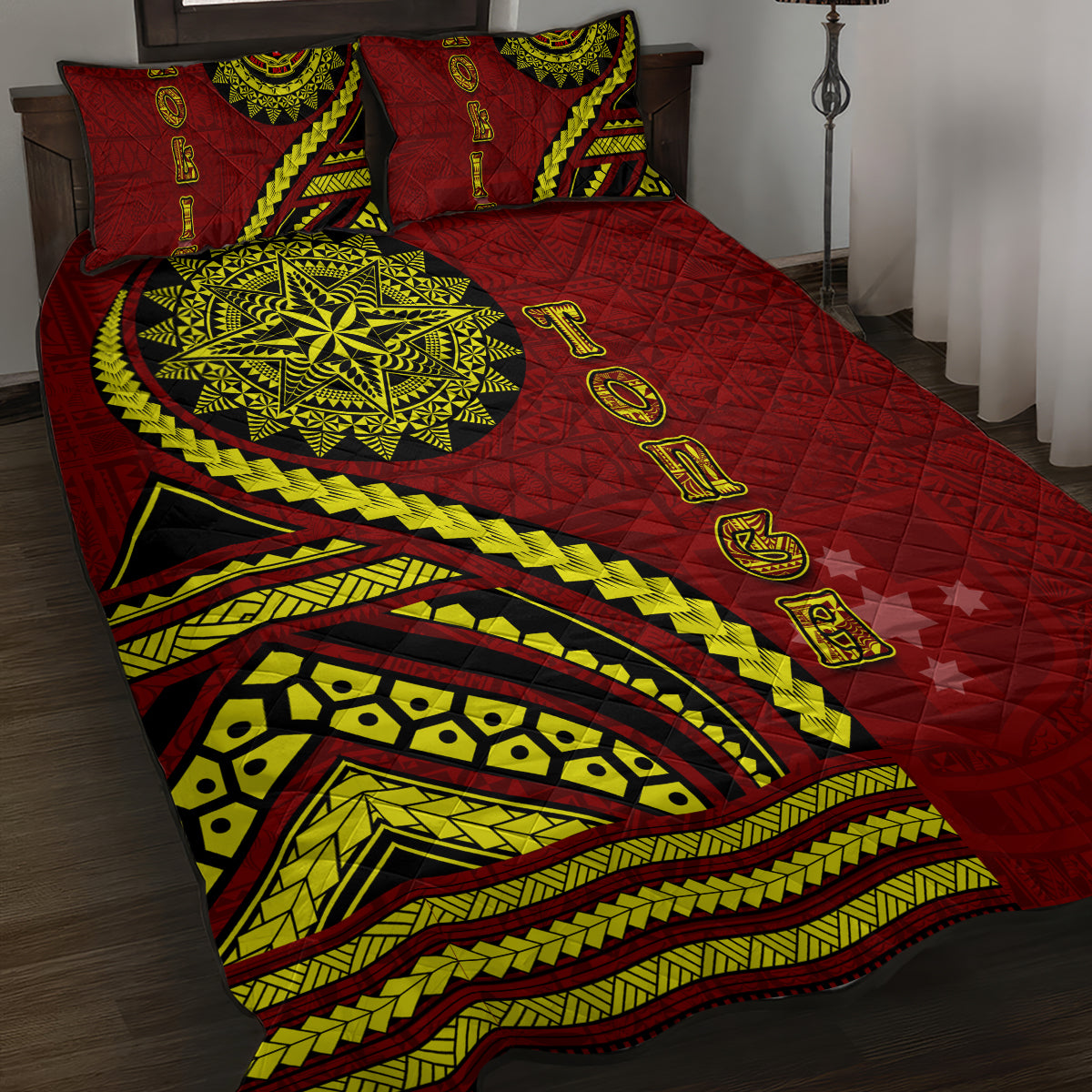 Kolisi Tonga Atele Quilt Bed Set Ngatu and Polynesian Pattern LT03 Red - Polynesian Pride