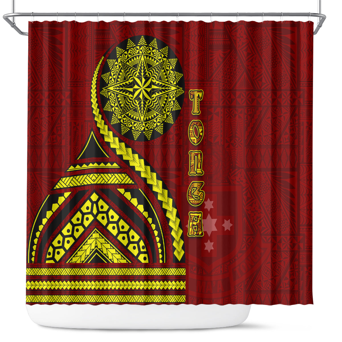 Kolisi Tonga Atele Shower Curtain Ngatu and Polynesian Pattern
