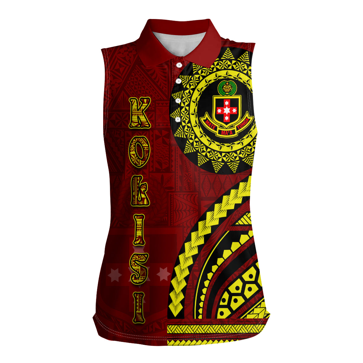 Kolisi Tonga Atele Women Sleeveless Polo Shirt Ngatu and Polynesian Pattern