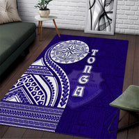 Tupou College Toloa Area Rug Ngatu and Polynesian Pattern LT03 Blue - Polynesian Pride