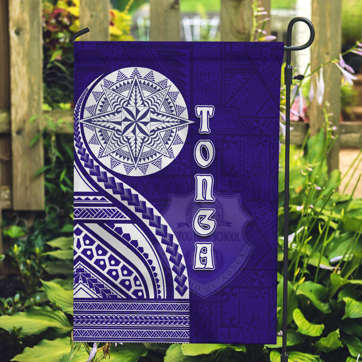 Tupou College Toloa Garden Flag Ngatu and Polynesian Pattern