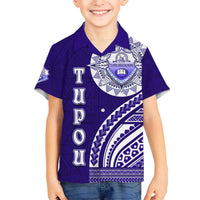 Tupou College Toloa Kid Hawaiian Shirt Ngatu and Polynesian Pattern LT03 Kid Blue - Polynesian Pride