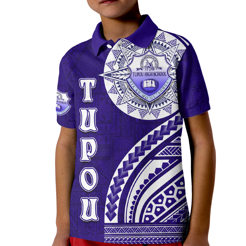 Tupou College Toloa Kid Polo Shirt Ngatu and Polynesian Pattern