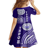 Tupou College Toloa Kid Short Sleeve Dress Ngatu and Polynesian Pattern LT03 - Polynesian Pride