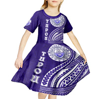 Tupou College Toloa Kid Short Sleeve Dress Ngatu and Polynesian Pattern LT03 - Polynesian Pride