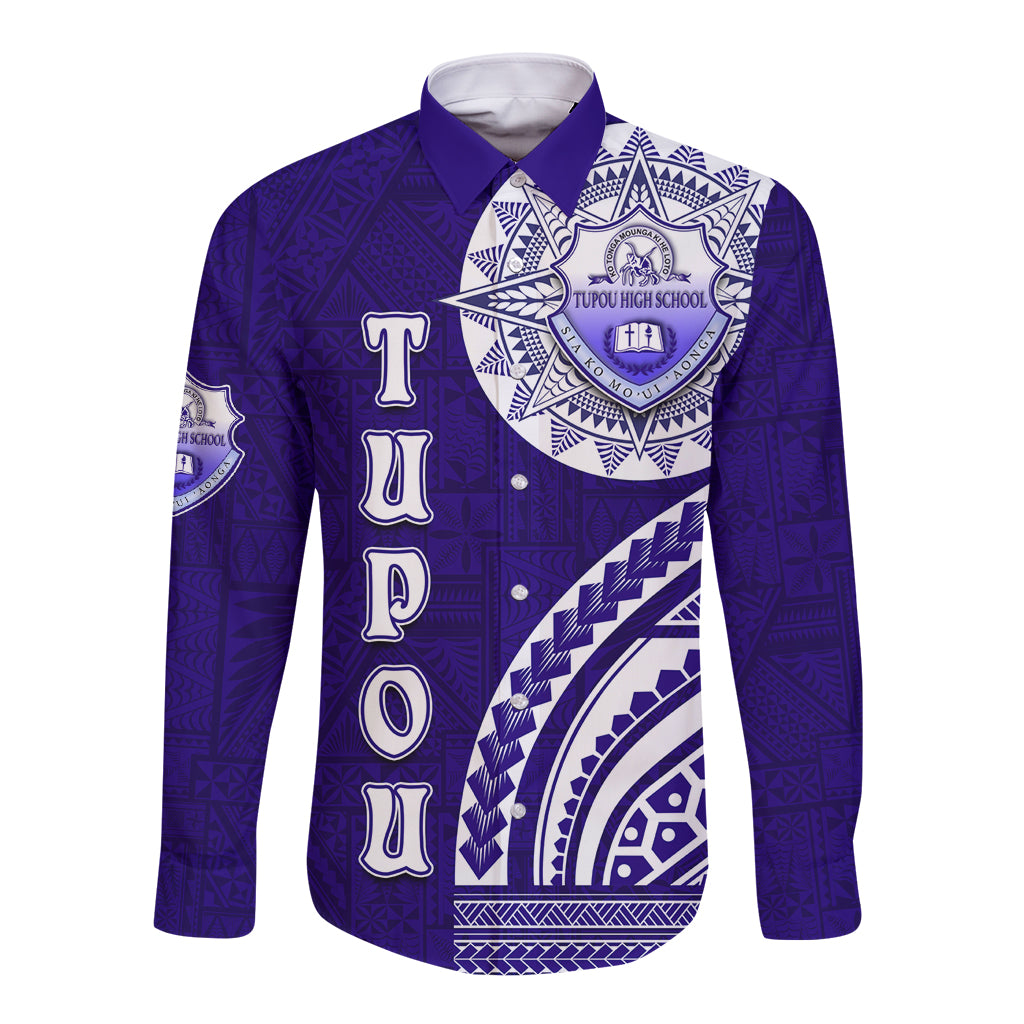 Tupou College Toloa Long Sleeve Button Shirt Ngatu and Polynesian Pattern