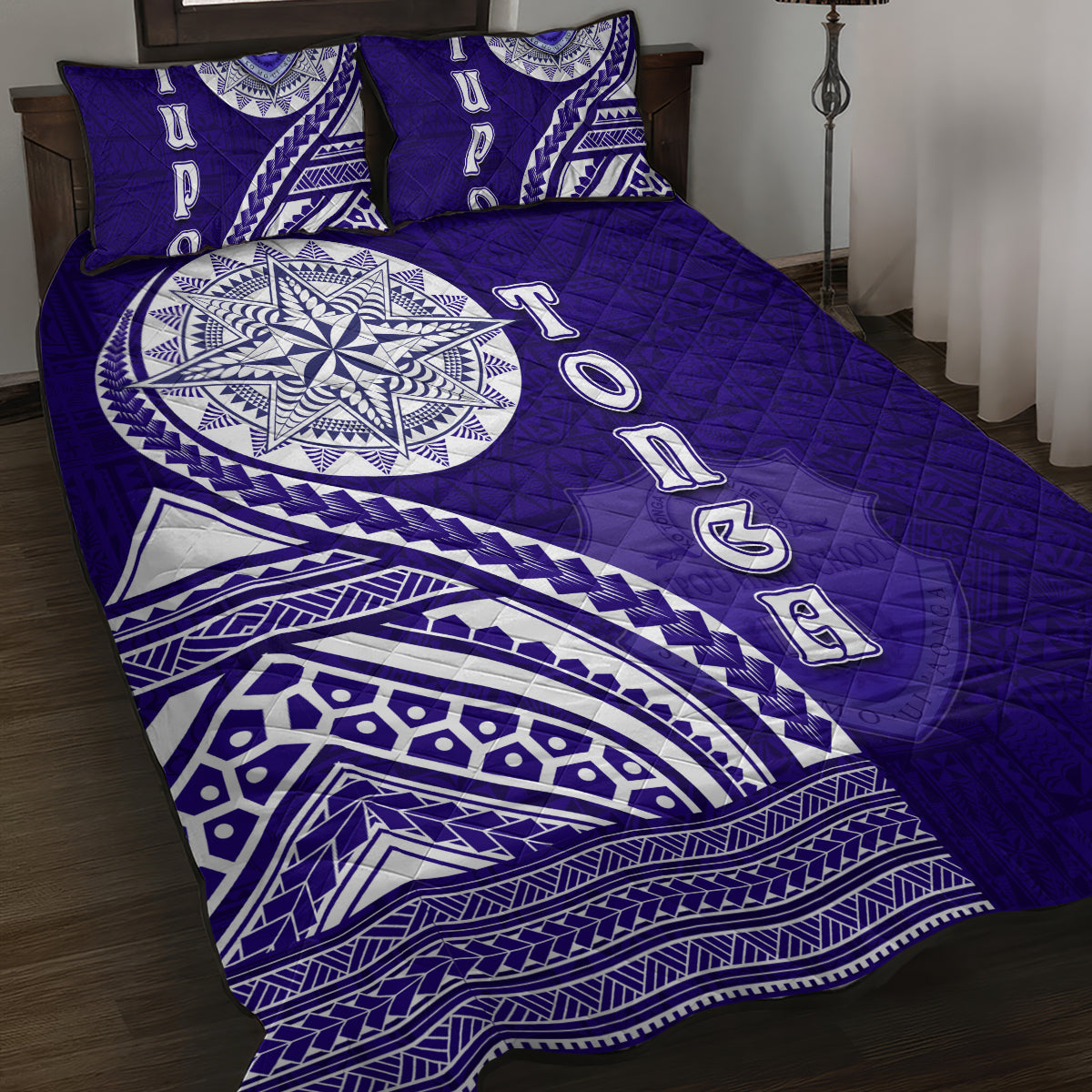 Tupou College Toloa Quilt Bed Set Ngatu and Polynesian Pattern