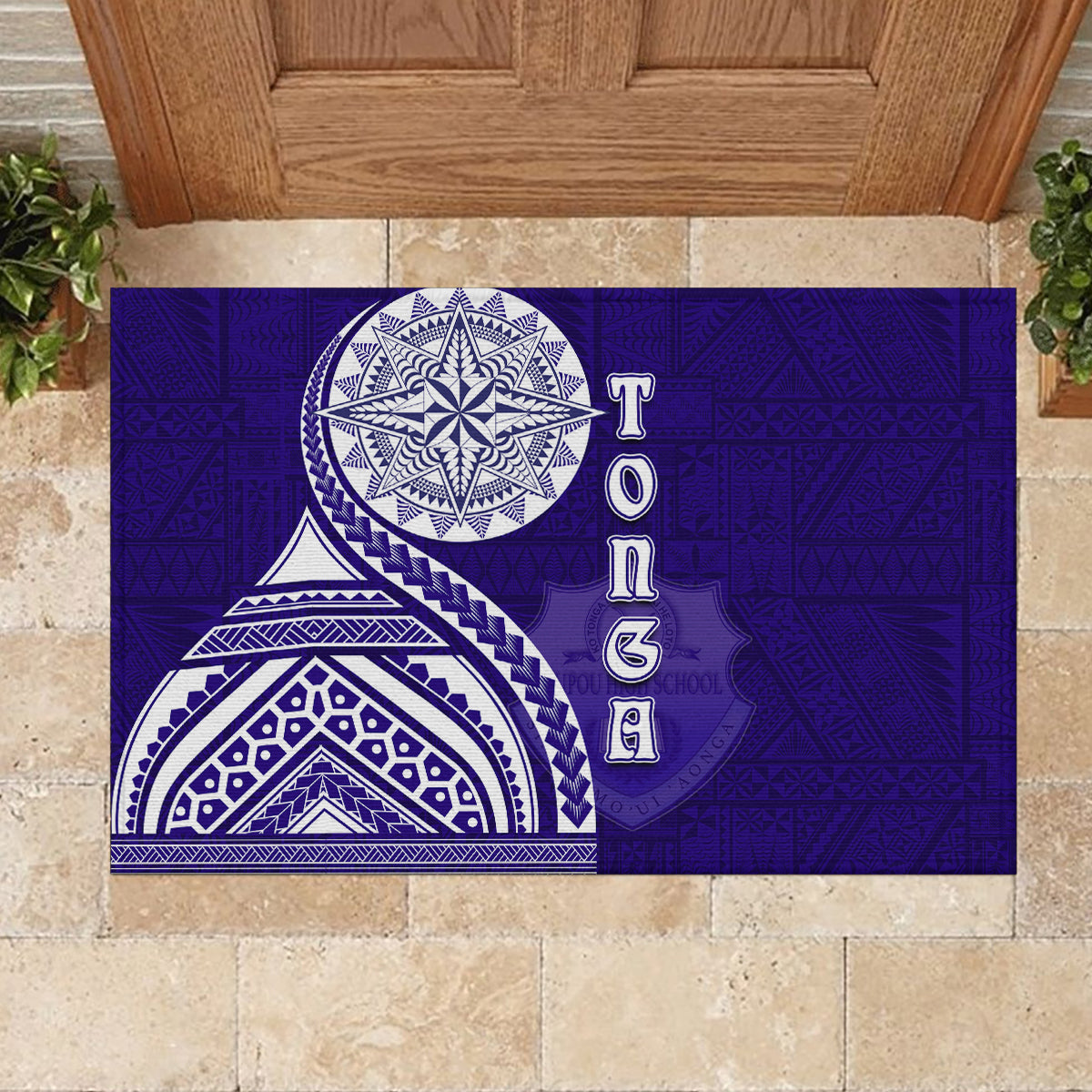 Tupou College Toloa Rubber Doormat Ngatu and Polynesian Pattern LT03 - Polynesian Pride