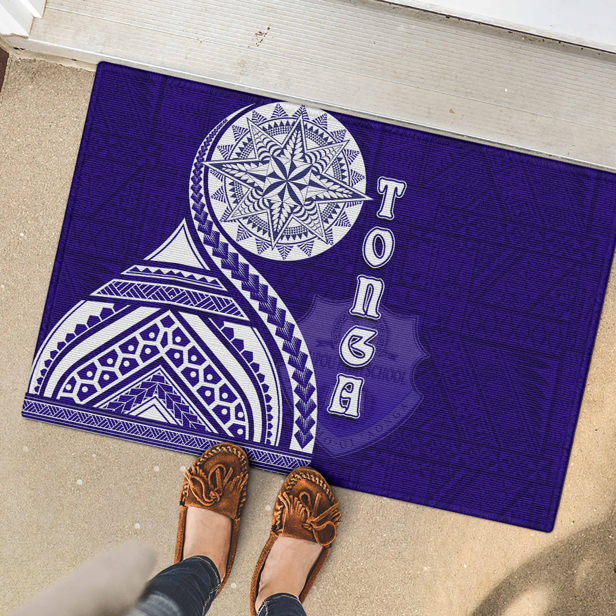 Tupou College Toloa Rubber Doormat Ngatu and Polynesian Pattern LT03 - Polynesian Pride