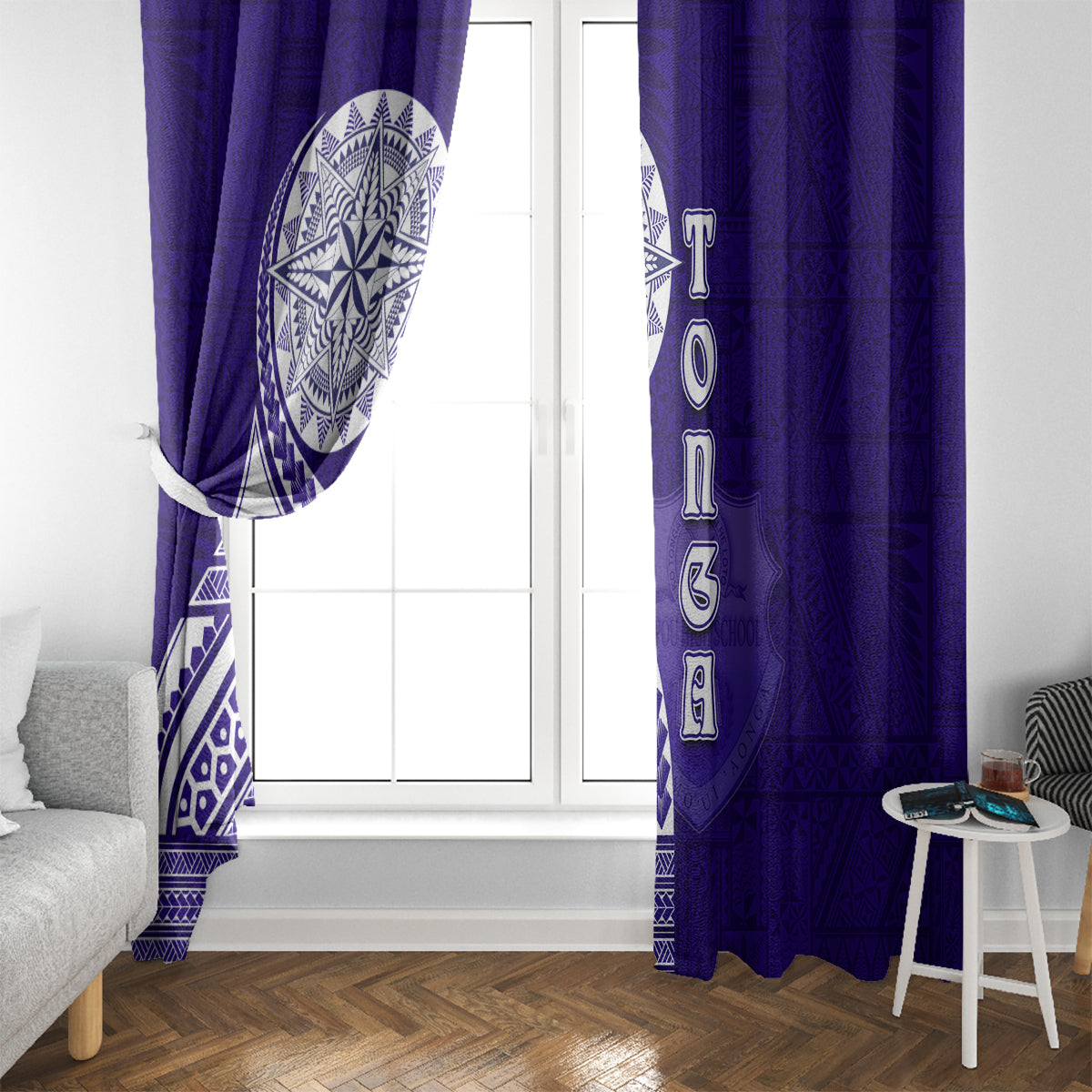 Tupou College Toloa Window Curtain Ngatu and Polynesian Pattern LT03 - Polynesian Pride