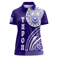 Tupou College Toloa Women Polo Shirt Ngatu and Polynesian Pattern LT03 Female Blue - Polynesian Pride