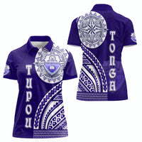 Tupou College Toloa Women Polo Shirt Ngatu and Polynesian Pattern LT03 - Polynesian Pride
