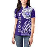 Tupou College Toloa Women Polo Shirt Ngatu and Polynesian Pattern LT03 - Polynesian Pride