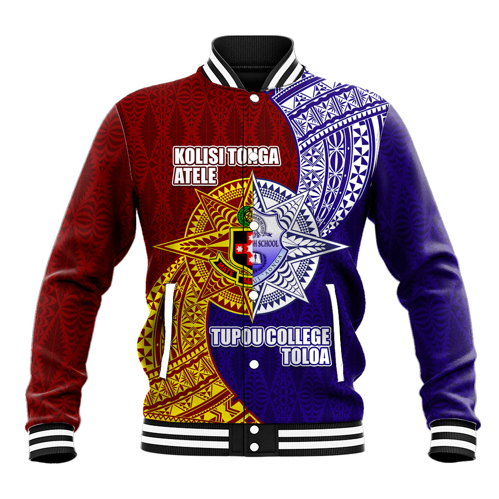 Kolisi Tonga Atele and Tupou College Toloa Baseball Jacket Ngatu and Polynesian Spiral Pattern LT03 Unisex Red - Polynesian Pride