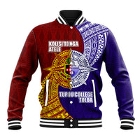Kolisi Tonga Atele and Tupou College Toloa Baseball Jacket Ngatu and Polynesian Spiral Pattern LT03 Unisex Red - Polynesian Pride