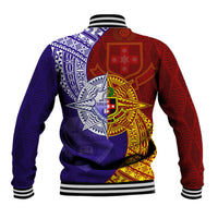 Kolisi Tonga Atele and Tupou College Toloa Baseball Jacket Ngatu and Polynesian Spiral Pattern LT03 - Polynesian Pride