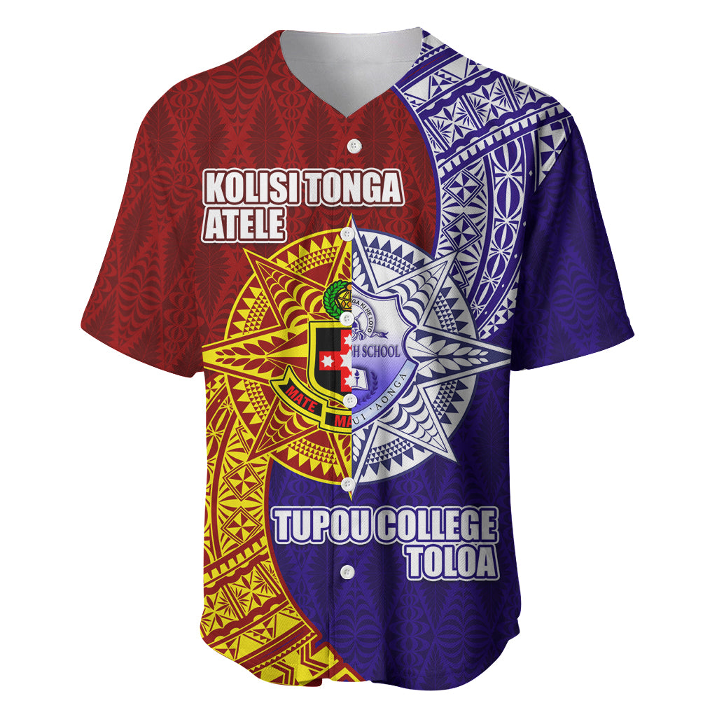 Kolisi Tonga Atele and Tupou College Toloa Baseball Jersey Ngatu and Polynesian Spiral Pattern LT03 Red - Polynesian Pride
