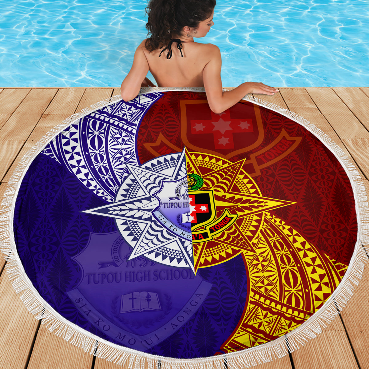Kolisi Tonga Atele and Tupou College Toloa Beach Blanket Ngatu and Polynesian Spiral Pattern LT03 - Polynesian Pride
