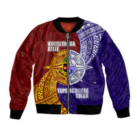 Kolisi Tonga Atele and Tupou College Toloa Bomber Jacket Ngatu and Polynesian Spiral Pattern LT03 Unisex Red - Polynesian Pride