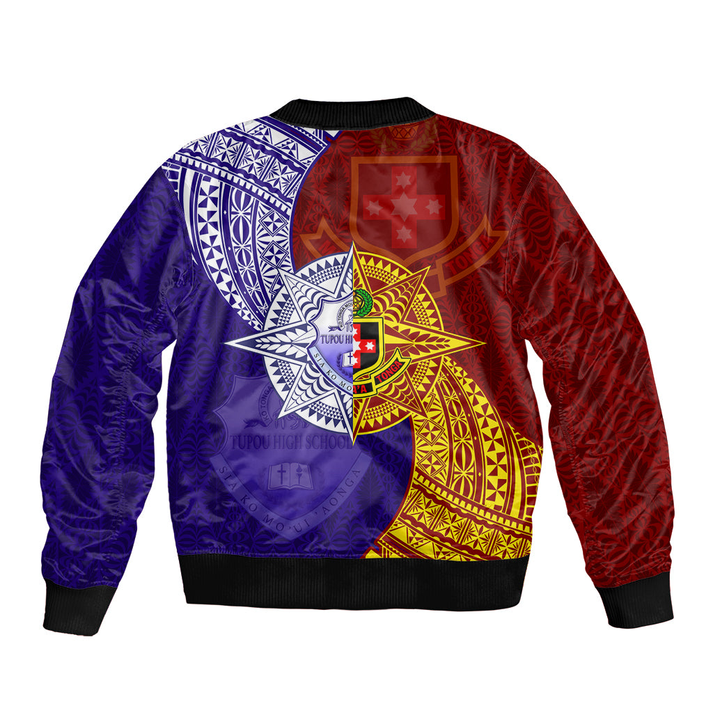 Kolisi Tonga Atele and Tupou College Toloa Bomber Jacket Ngatu and Polynesian Spiral Pattern LT03 - Polynesian Pride