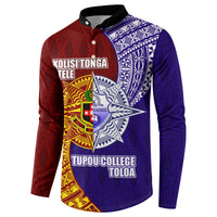 Kolisi Tonga Atele and Tupou College Toloa Button Sweatshirt Ngatu and Polynesian Spiral Pattern LT03 - Polynesian Pride