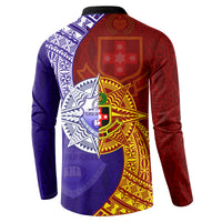 Kolisi Tonga Atele and Tupou College Toloa Button Sweatshirt Ngatu and Polynesian Spiral Pattern LT03 - Polynesian Pride