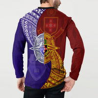 Kolisi Tonga Atele and Tupou College Toloa Button Sweatshirt Ngatu and Polynesian Spiral Pattern LT03 - Polynesian Pride