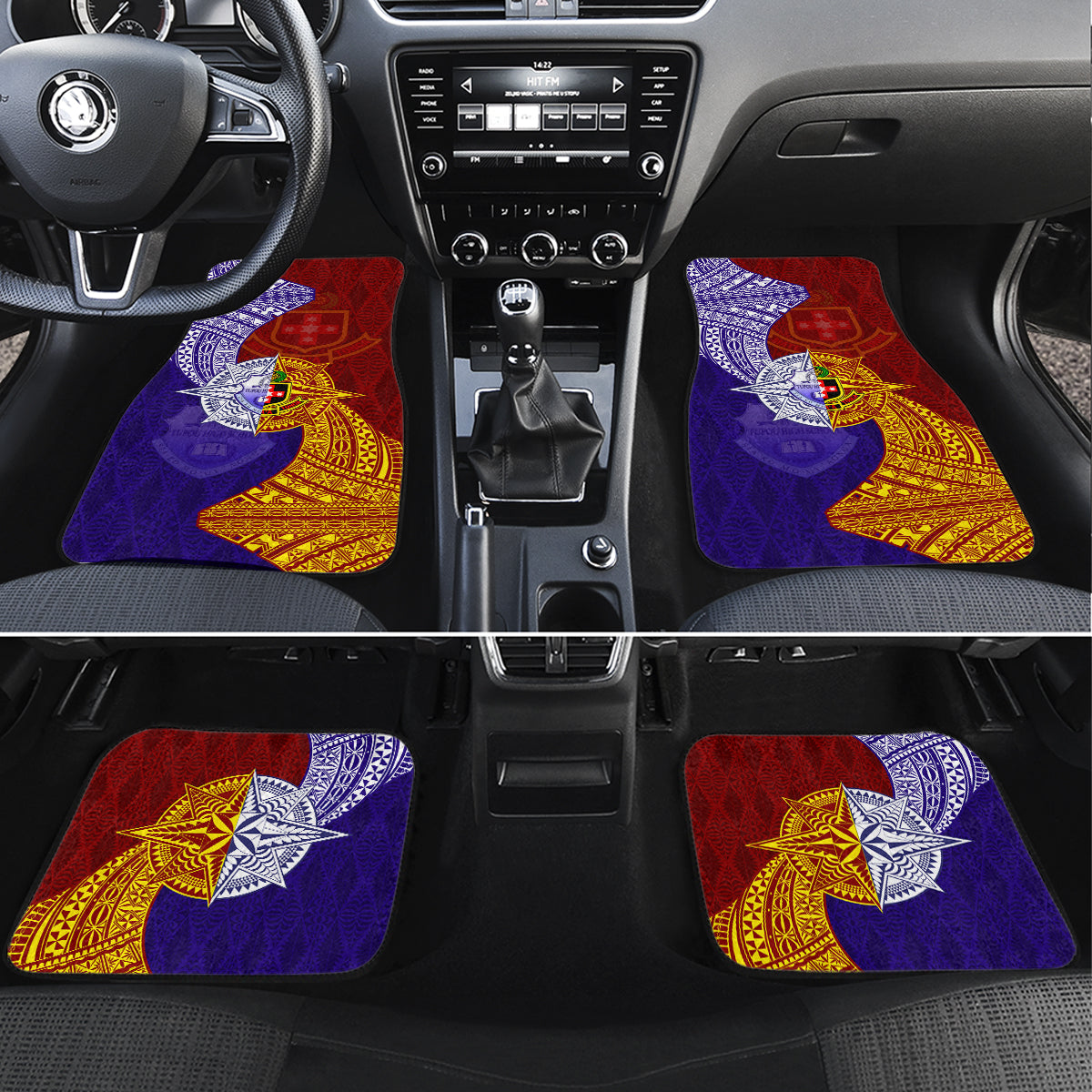 Kolisi Tonga Atele and Tupou College Toloa Car Mats Ngatu and Polynesian Spiral Pattern