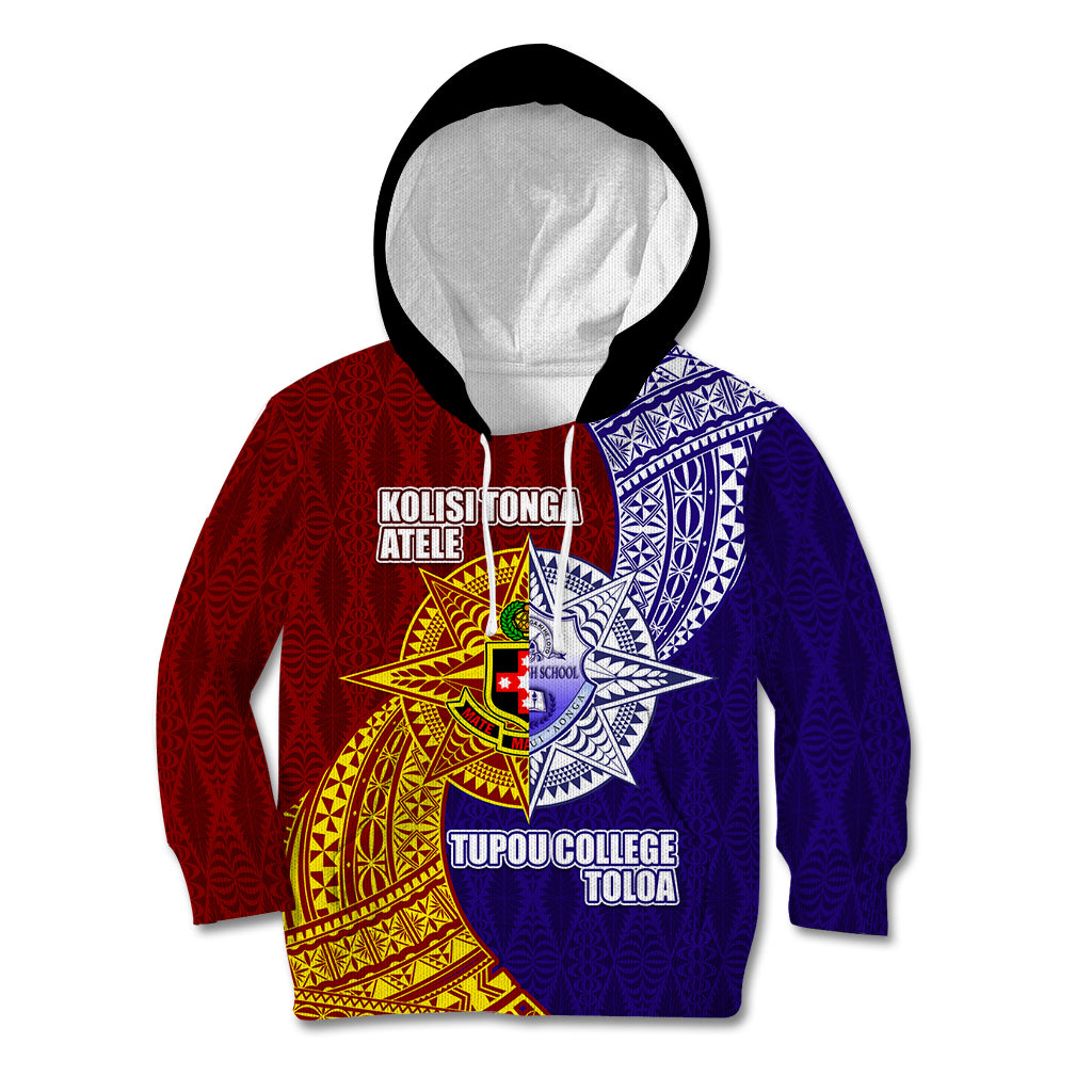 Kolisi Tonga Atele and Tupou College Toloa Kid Hoodie Ngatu and Polynesian Spiral Pattern