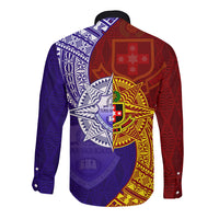 Kolisi Tonga Atele and Tupou College Toloa Long Sleeve Button Shirt Ngatu and Polynesian Spiral Pattern LT03 - Polynesian Pride