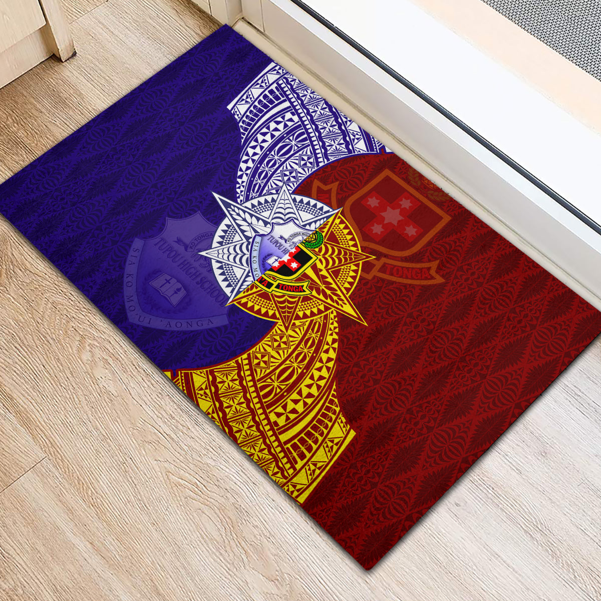 Kolisi Tonga Atele and Tupou College Toloa Rubber Doormat Ngatu and Polynesian Spiral Pattern LT03 - Polynesian Pride