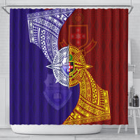 Kolisi Tonga Atele and Tupou College Toloa Shower Curtain Ngatu and Polynesian Spiral Pattern LT03 - Polynesian Pride
