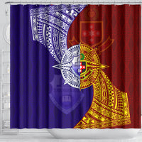 Kolisi Tonga Atele and Tupou College Toloa Shower Curtain Ngatu and Polynesian Spiral Pattern LT03 - Polynesian Pride