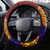 Kolisi Tonga Atele and Tupou College Toloa Steering Wheel Cover Ngatu and Polynesian Spiral Pattern LT03 - Polynesian Pride