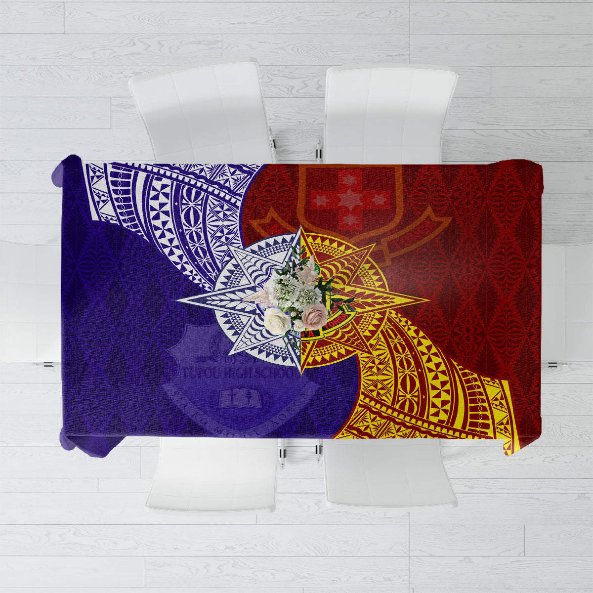 Kolisi Tonga Atele and Tupou College Toloa Tablecloth Ngatu and Polynesian Spiral Pattern LT03 Red - Polynesian Pride