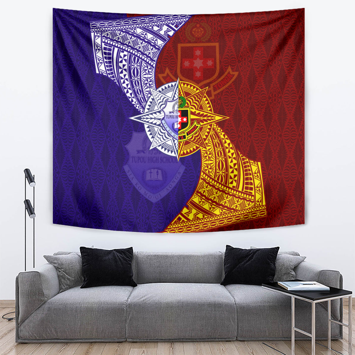 Kolisi Tonga Atele and Tupou College Toloa Tapestry Ngatu and Polynesian Spiral Pattern LT03 Red - Polynesian Pride