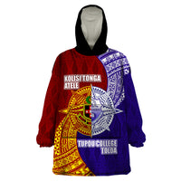 Kolisi Tonga Atele and Tupou College Toloa Wearable Blanket Hoodie Ngatu and Polynesian Spiral Pattern LT03 One Size Red - Polynesian Pride
