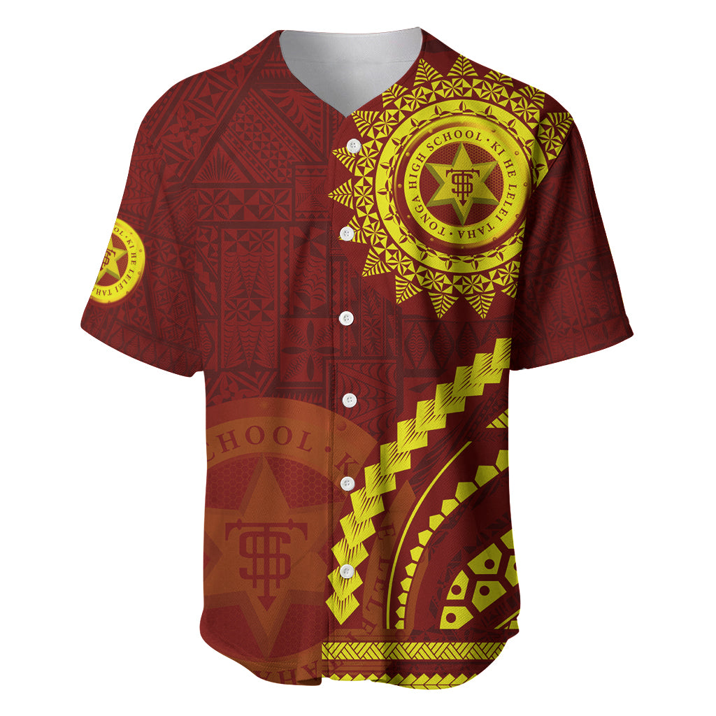 Tonga High School Baseball Jersey Ngatu and Polynesian Pattern