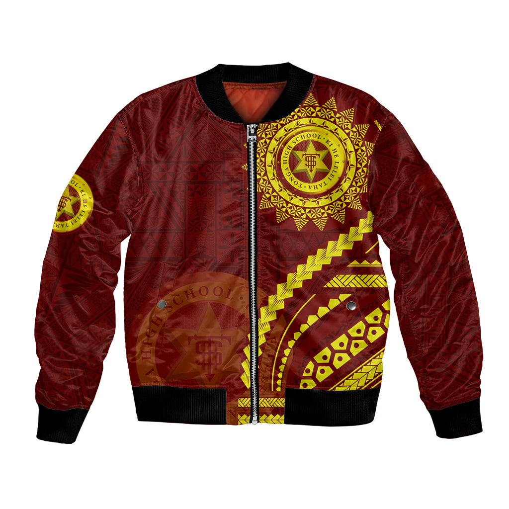 Tonga High School Bomber Jacket Ngatu and Polynesian Pattern