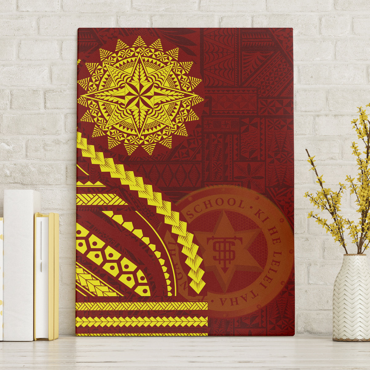 Tonga High School Canvas Wall Art Ngatu and Polynesian Pattern LT03 Without Frame Red - Polynesian Pride