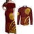 Tonga High School Couples Matching Off Shoulder Maxi Dress and Long Sleeve Button Shirt Ngatu and Polynesian Pattern