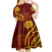 Tonga High School Kid Short Sleeve Dress Ngatu and Polynesian Pattern LT03 - Polynesian Pride