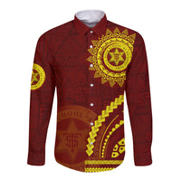 Tonga High School Long Sleeve Button Shirt Ngatu and Polynesian Pattern LT03 Unisex Red - Polynesian Pride