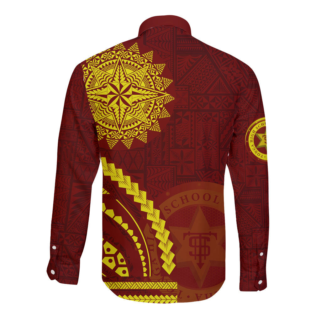 Tonga High School Long Sleeve Button Shirt Ngatu and Polynesian Pattern LT03 - Polynesian Pride