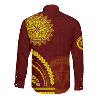Tonga High School Long Sleeve Button Shirt Ngatu and Polynesian Pattern LT03 - Polynesian Pride