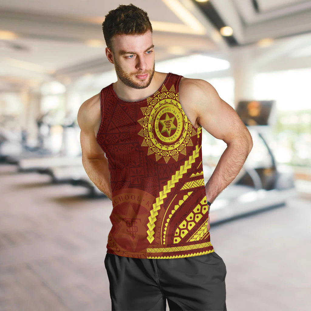 Tonga High School Men Tank Top Ngatu and Polynesian Pattern