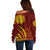 Tonga High School Off Shoulder Sweater Ngatu and Polynesian Pattern