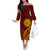 Tonga High School Off The Shoulder Long Sleeve Dress Ngatu and Polynesian Pattern